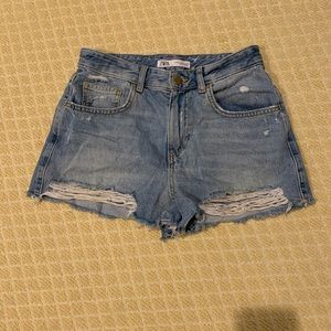 Zara distressed jean shorts